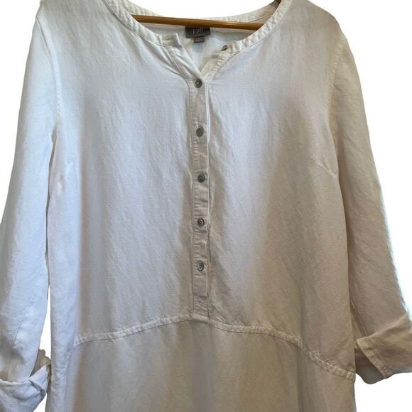 J. Jill XL Linen Blend Popover Tunic Lagenlook Coastal Grandma - Picture 4 of 9